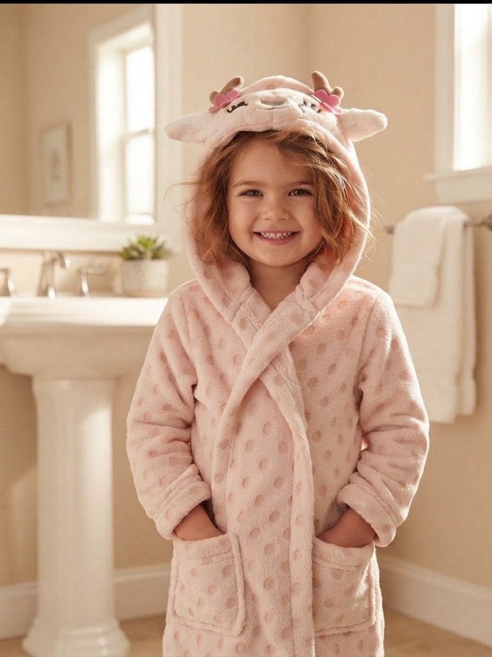 Cat & Jack Plush Light Pink Dot Hooded Jacket
